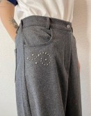 Grey Studs Wide Slack #250121